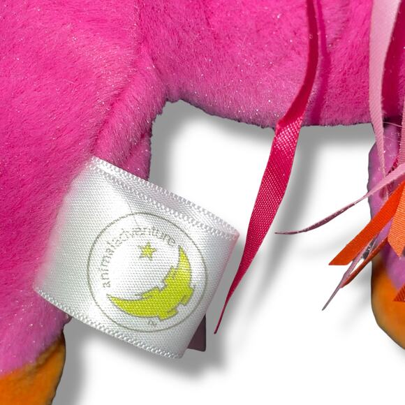 Animal Adventure 10" Plush Horse Pony Diamond Mane Ribbons Pink Stuffed Gift Toy - Picture 10 of 12